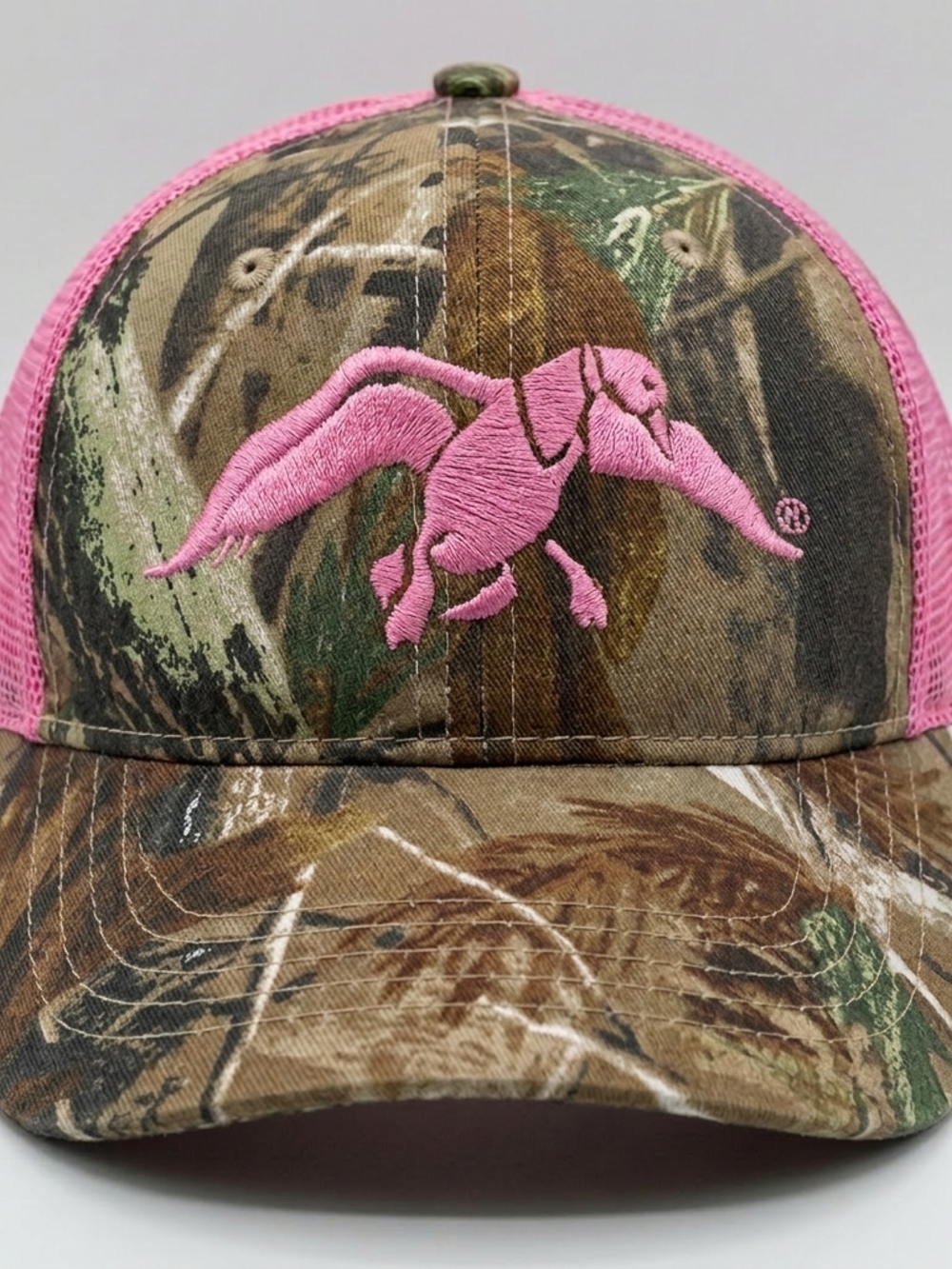 Trucker Cap Camo Pink Mesh and Pink Embroidered Logo Realtree Duck Commander